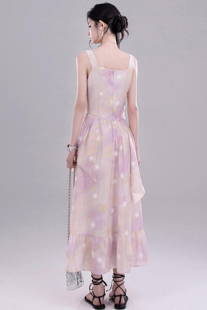 Purple Floral Sleeveless Dress