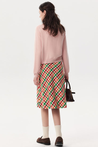 New Diagonal Plaid A-Line Skirt