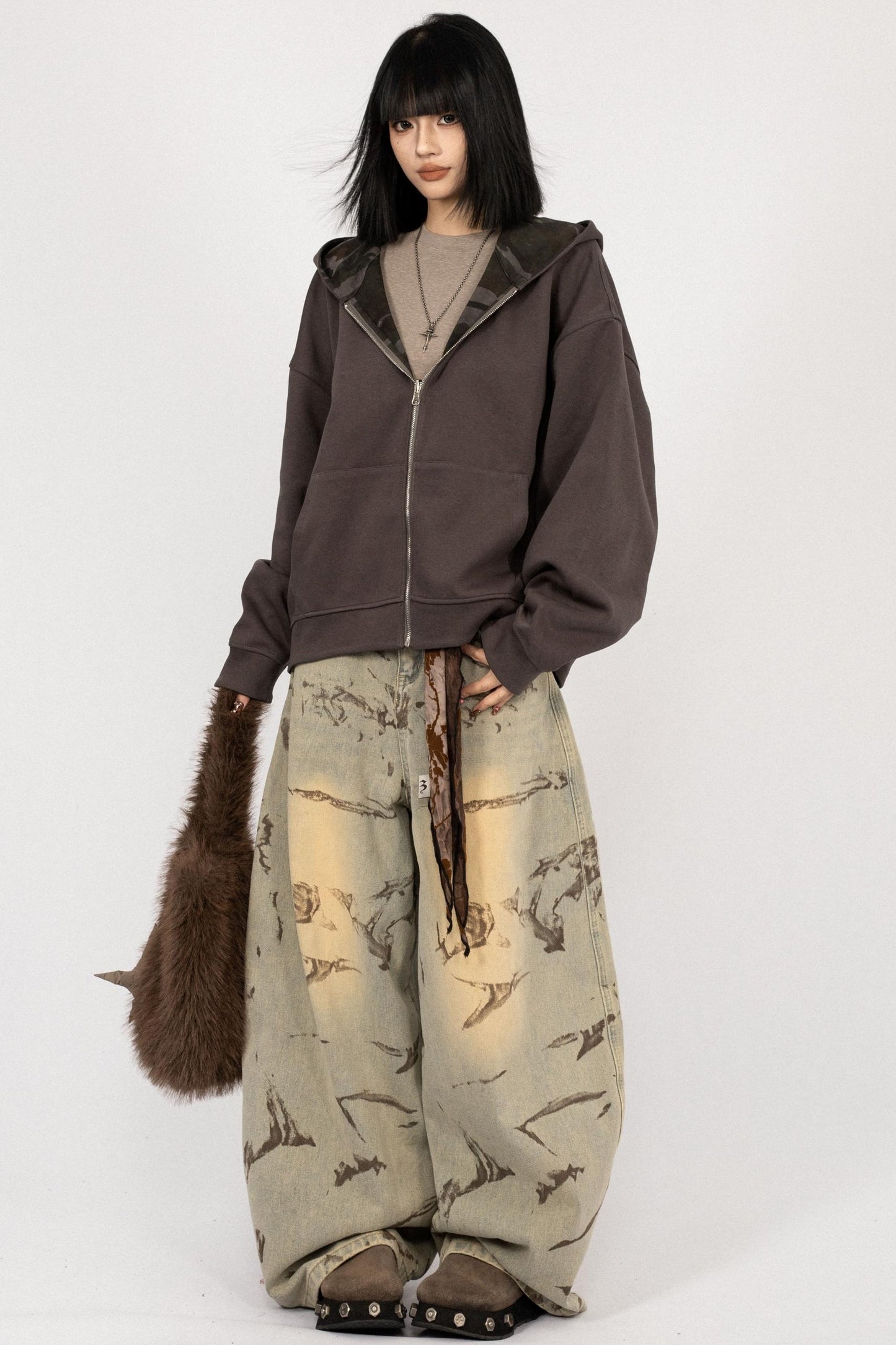 Autumn Vintage Hooded Reversible Jacket