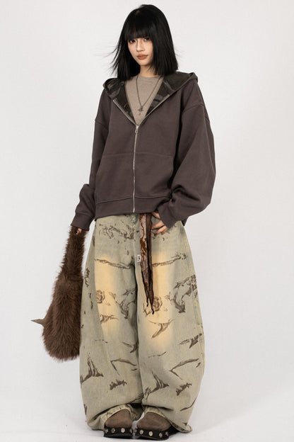 Autumn Vintage Hooded Reversible Jacket