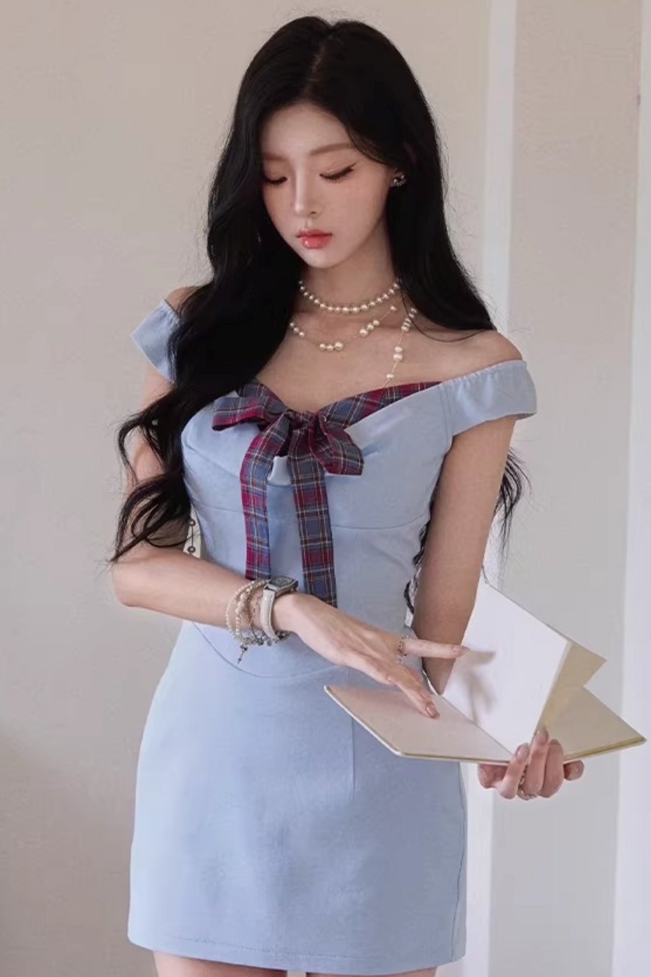 Blue Bowknot A-Line Dress
