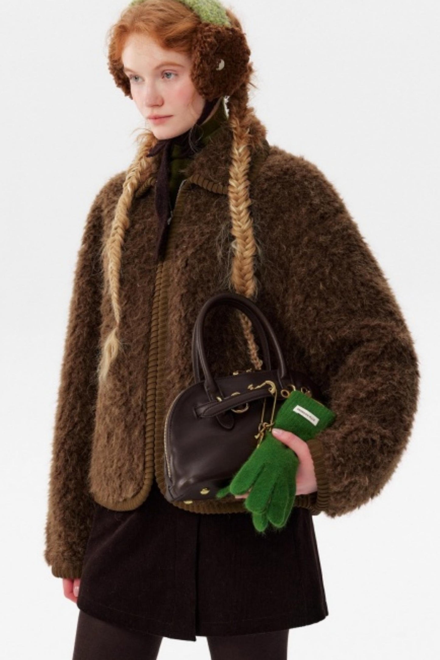 Retro Brown Braided Fur Coat