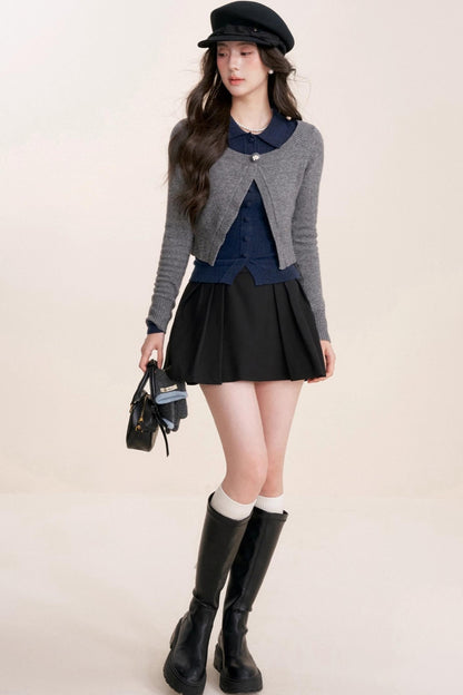 Cashmere Wool Crew Neck Knit Coat