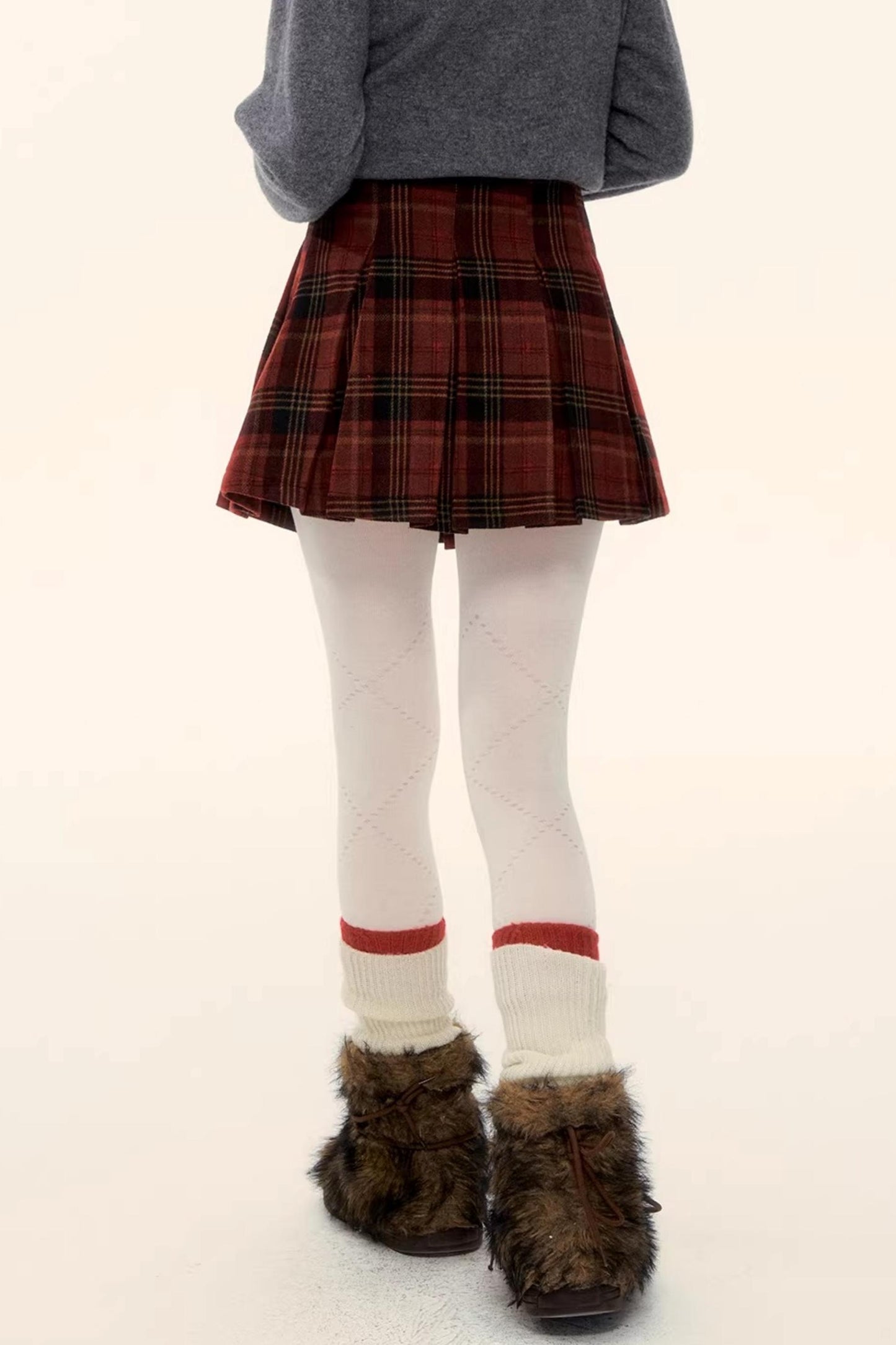 Retro Plaid Wool Skirt