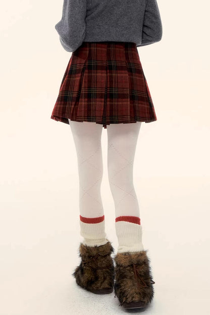 Retro Plaid Wool Skirt