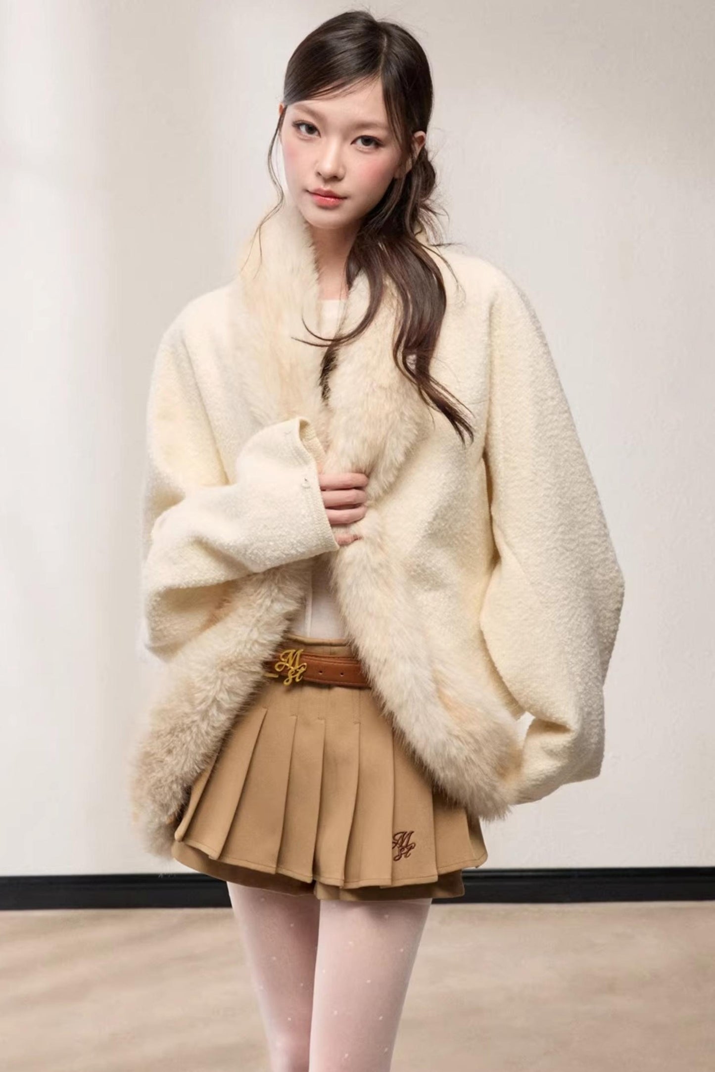 Elegant Wool Batwing Coat