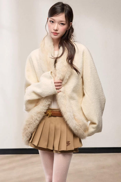 Elegant Wool Batwing Coat
