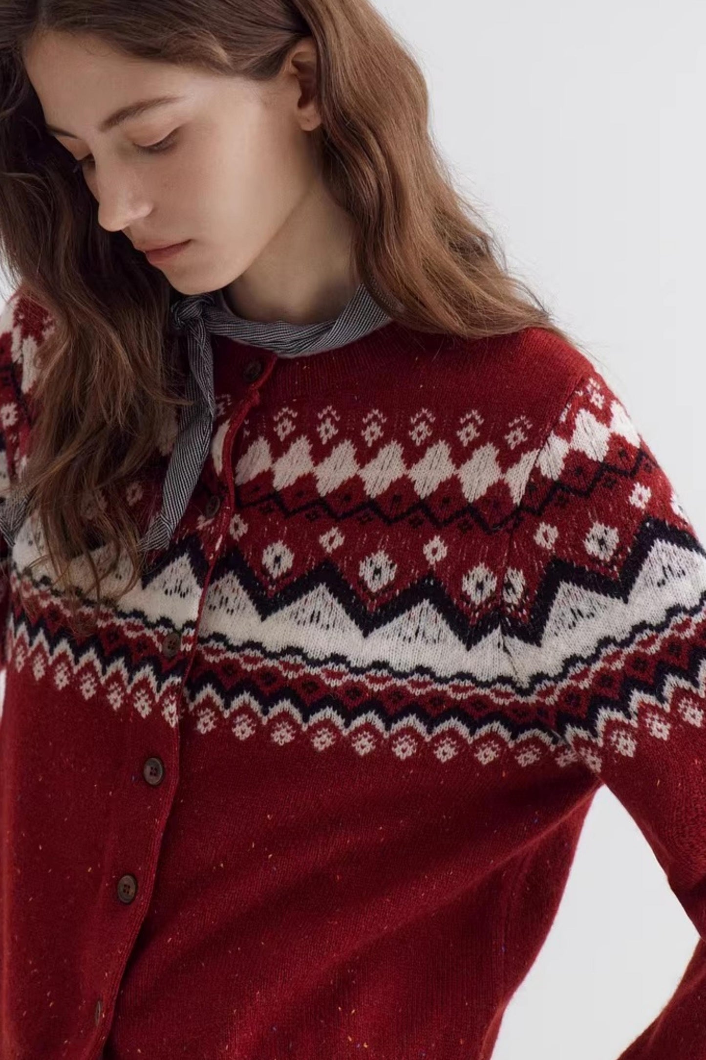 Fair Isle Sheep Wool Cardigan