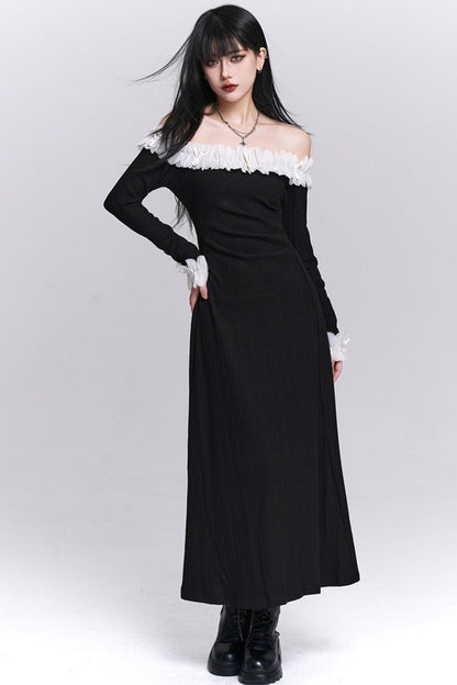 Black Off-Shoulder Long Dress