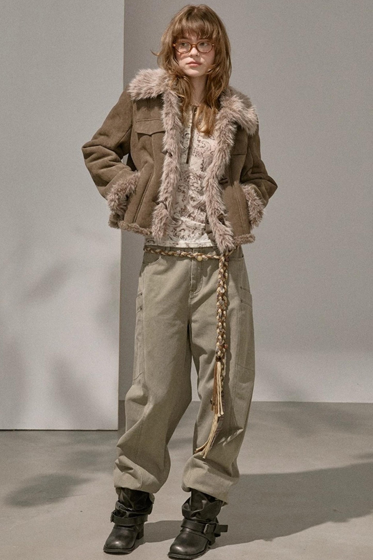 Cashew Flower Slim Print Knitted Top