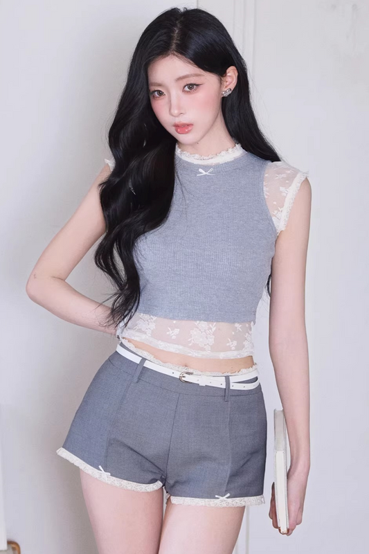 Narcissus Lace Sleeveless Vest Set-Up