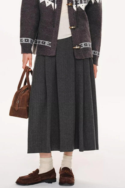 French Woolen Pleated Skirt