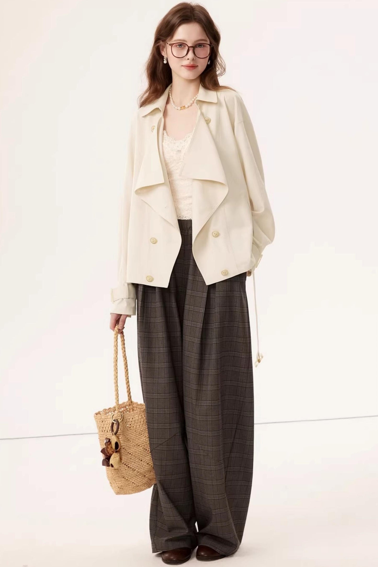 Short Double-Breasted Trench Coat