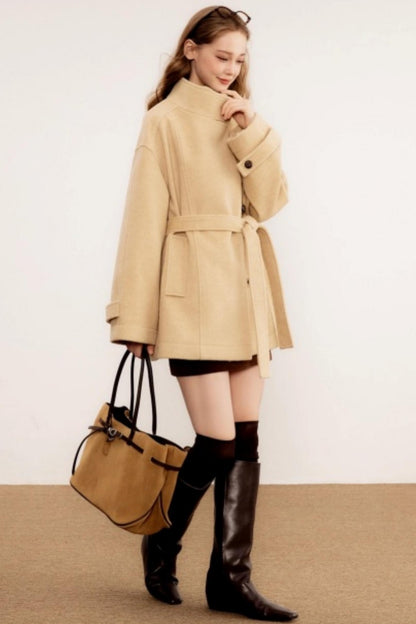 Stand-Up Collar Woolen Coat