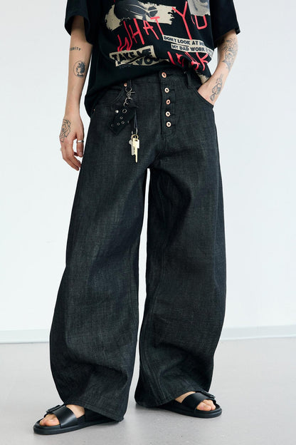 Wide-Leg Curved Knife Jeans
