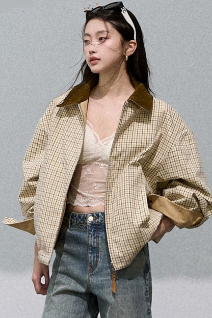 Cotton Corduroy Reversible Plaid Jacket