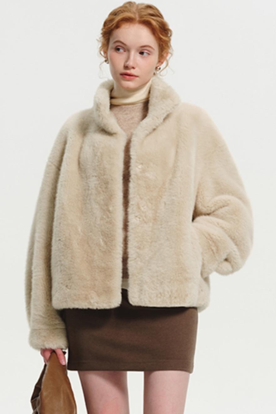 Multicolor Imitation Mink Fur Short Jacket