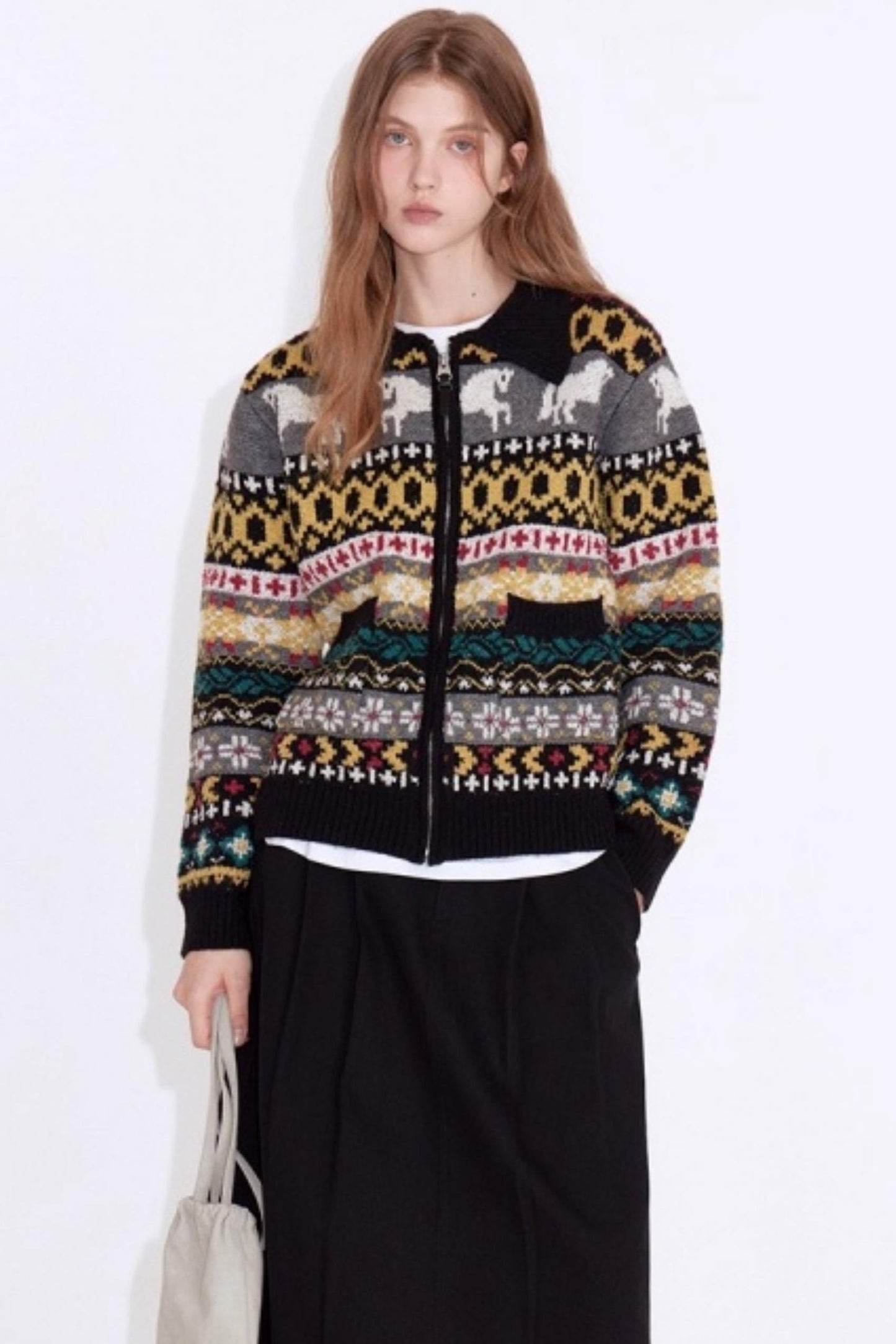 Textured Little Horse Cardigan