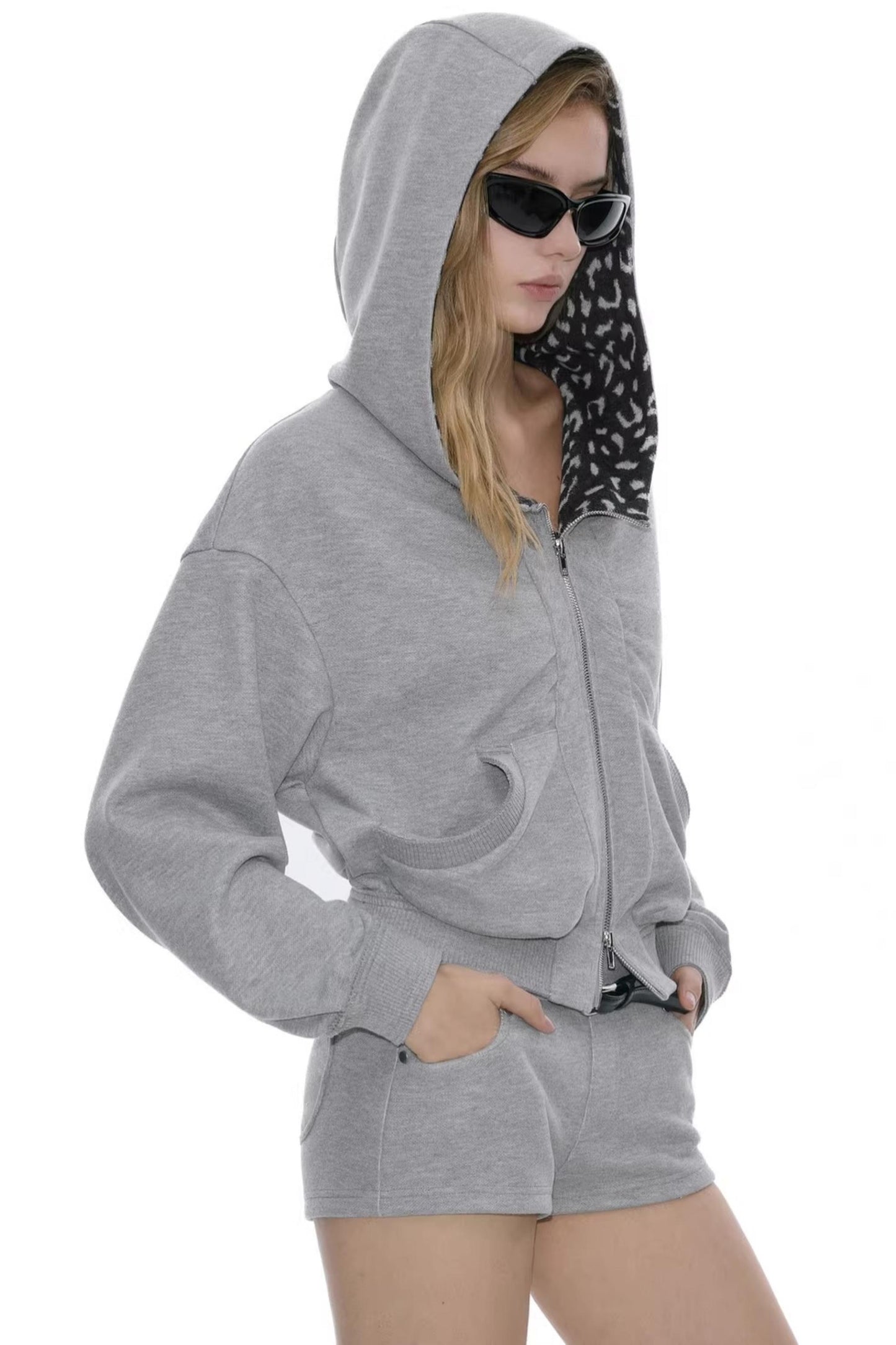 Leopard Print Hooded Jacket