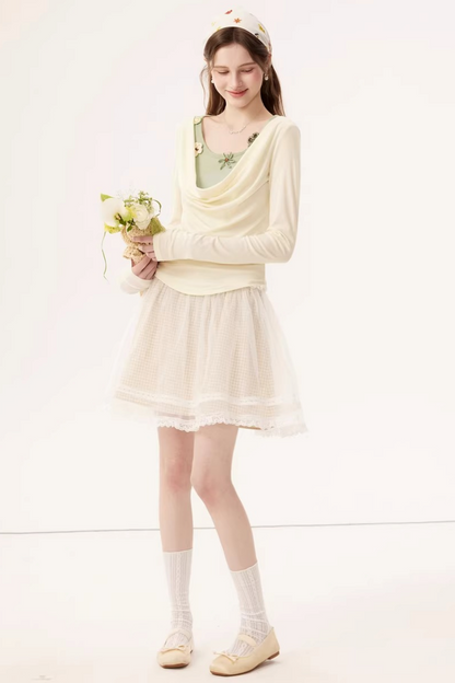 Faux Floral Knitted Top