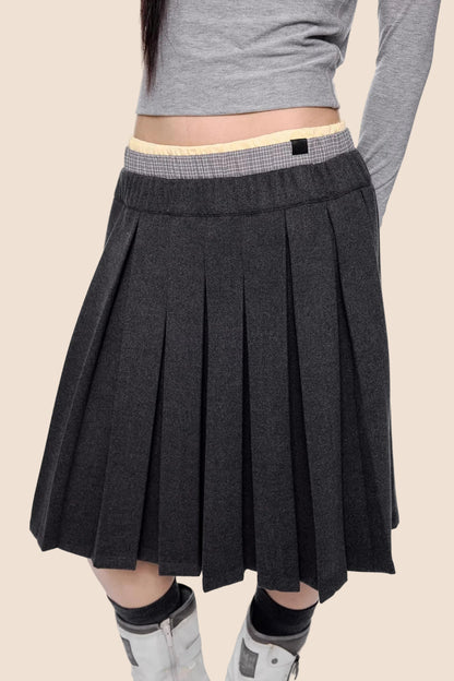 Plaid Patchwork Wool Skirt