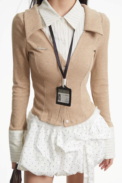 Retro Spliced Knitted Cardigan