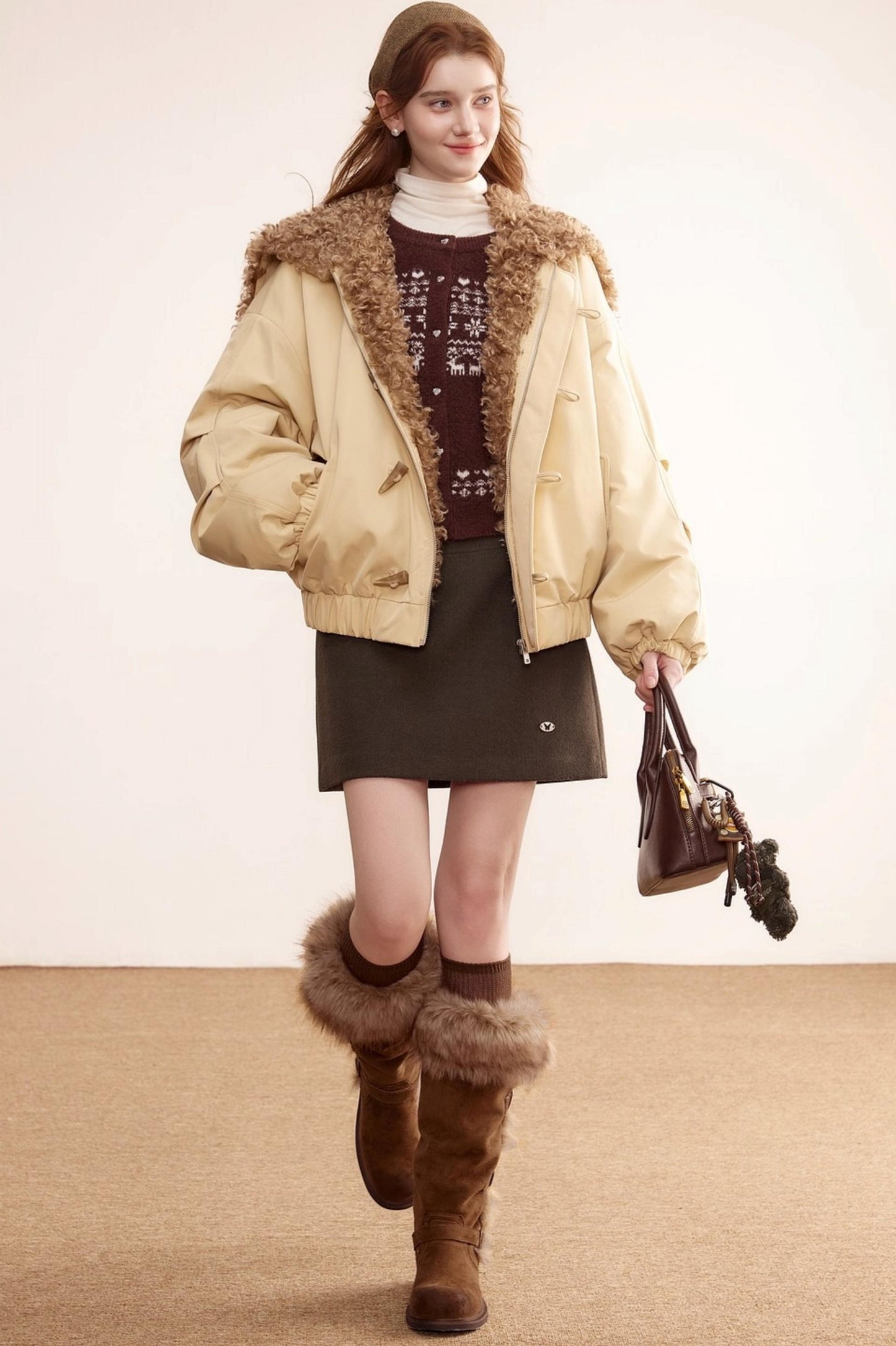 Gray Wool A-Line Skirt