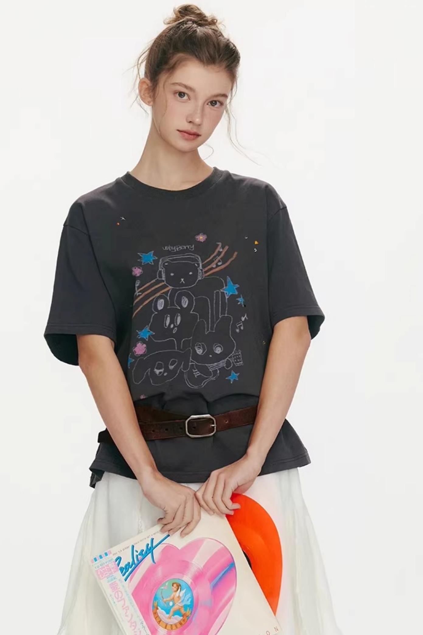 Strawberry Musician Printed T-Shirt