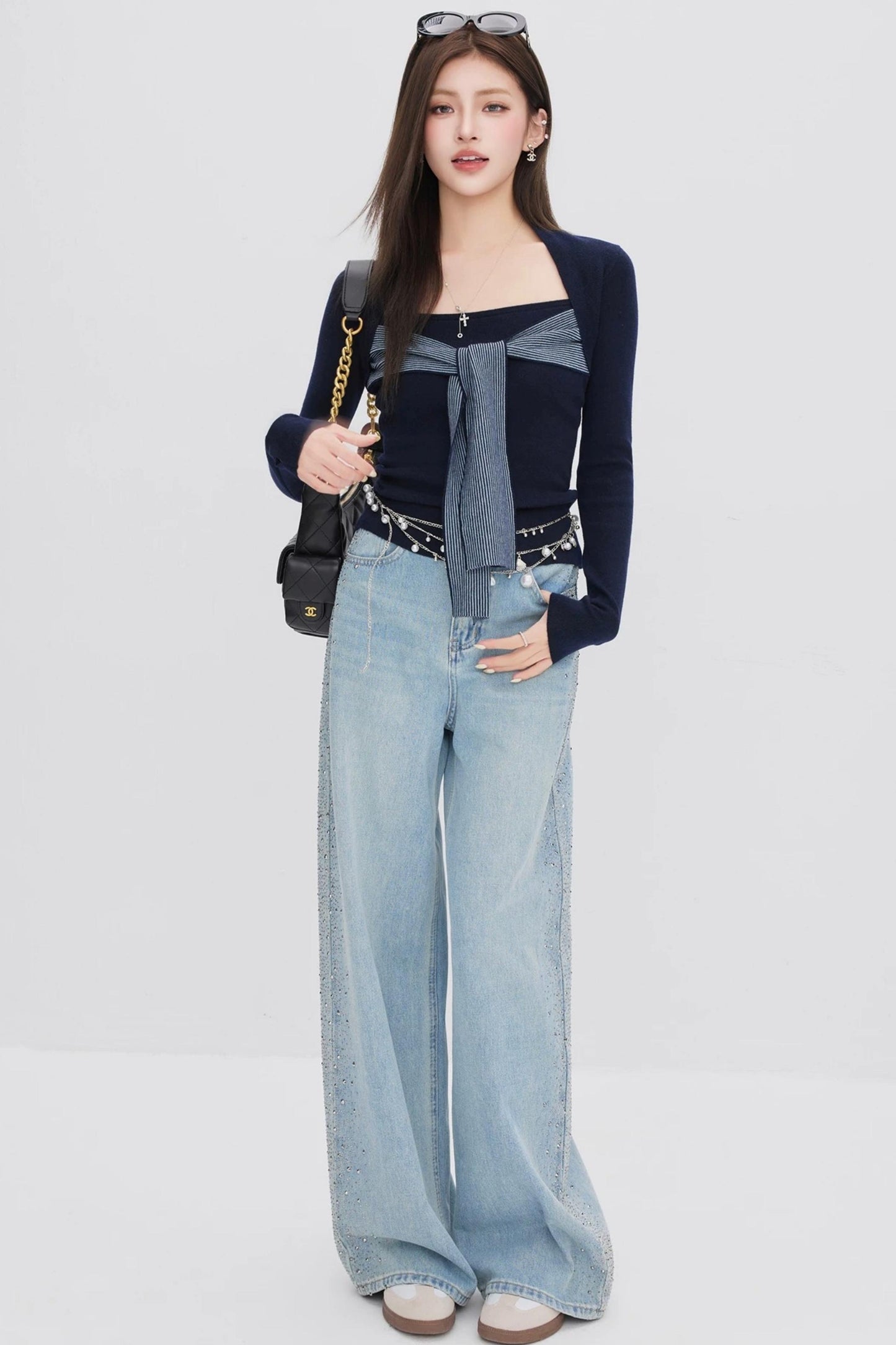 Faux Two-Piece Knit Top