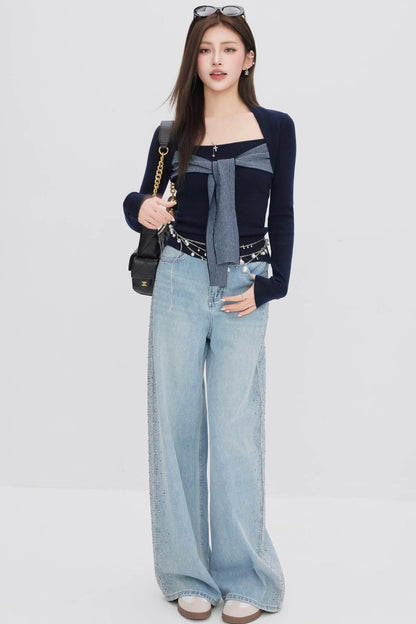Faux Two-Piece Knit Top