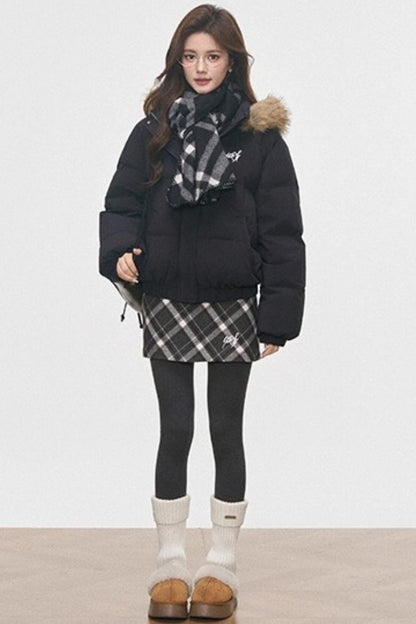 Hooded Cotton Collar Jacket Set-Up