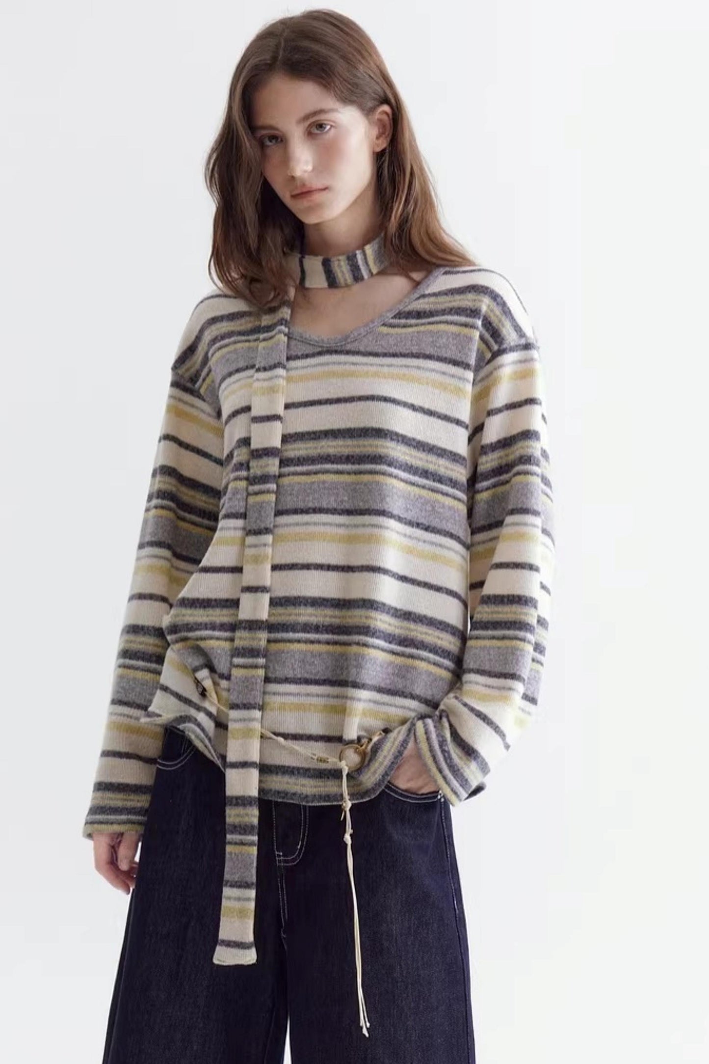 Deconstructed Ribbon Knit Sweater