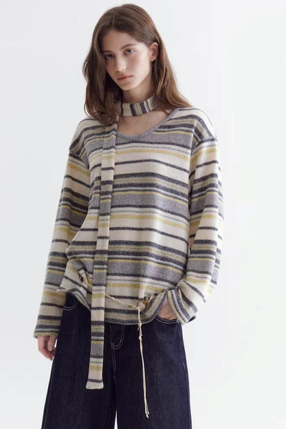 Deconstructed Ribbon Knit Sweater