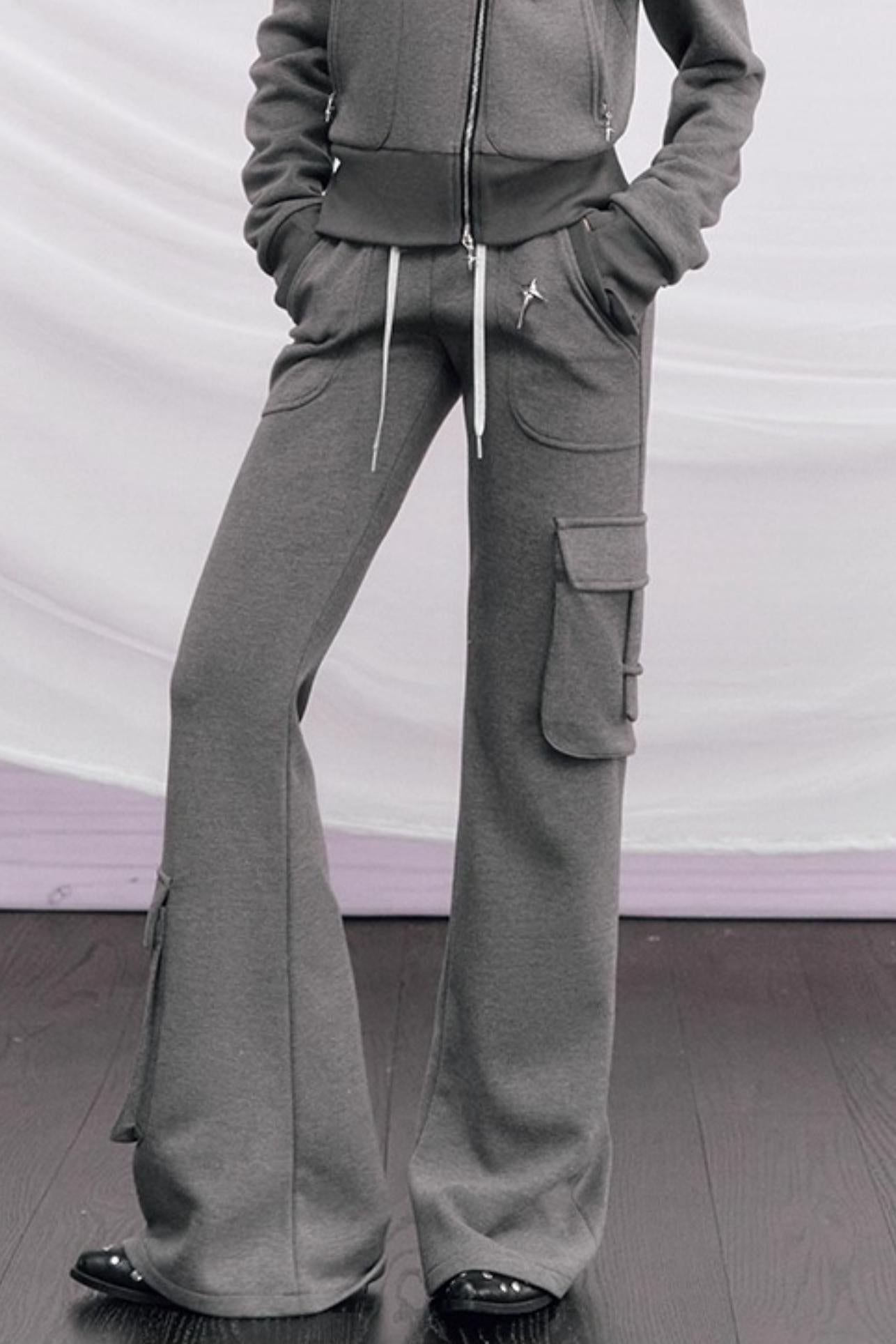 Knitted Hooded Diagonal Jacket Set-Up