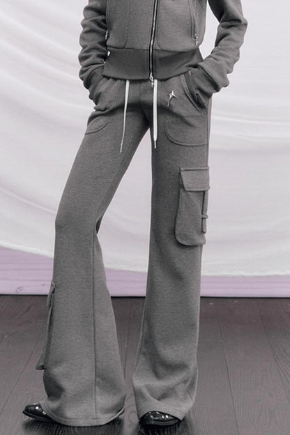 Knitted Hooded Diagonal Jacket Set-Up