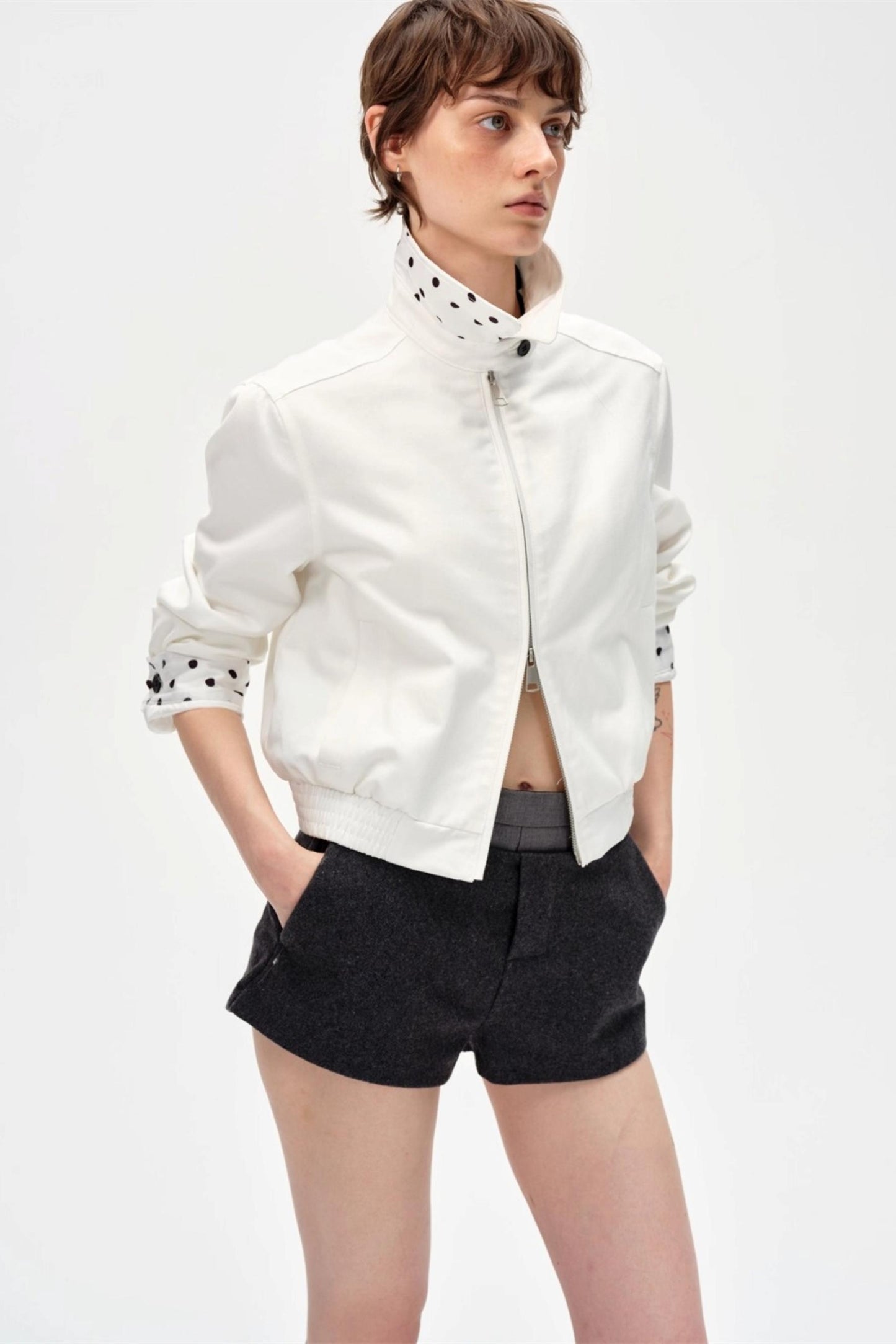 Vintage Contrast Polka Dot Jacket