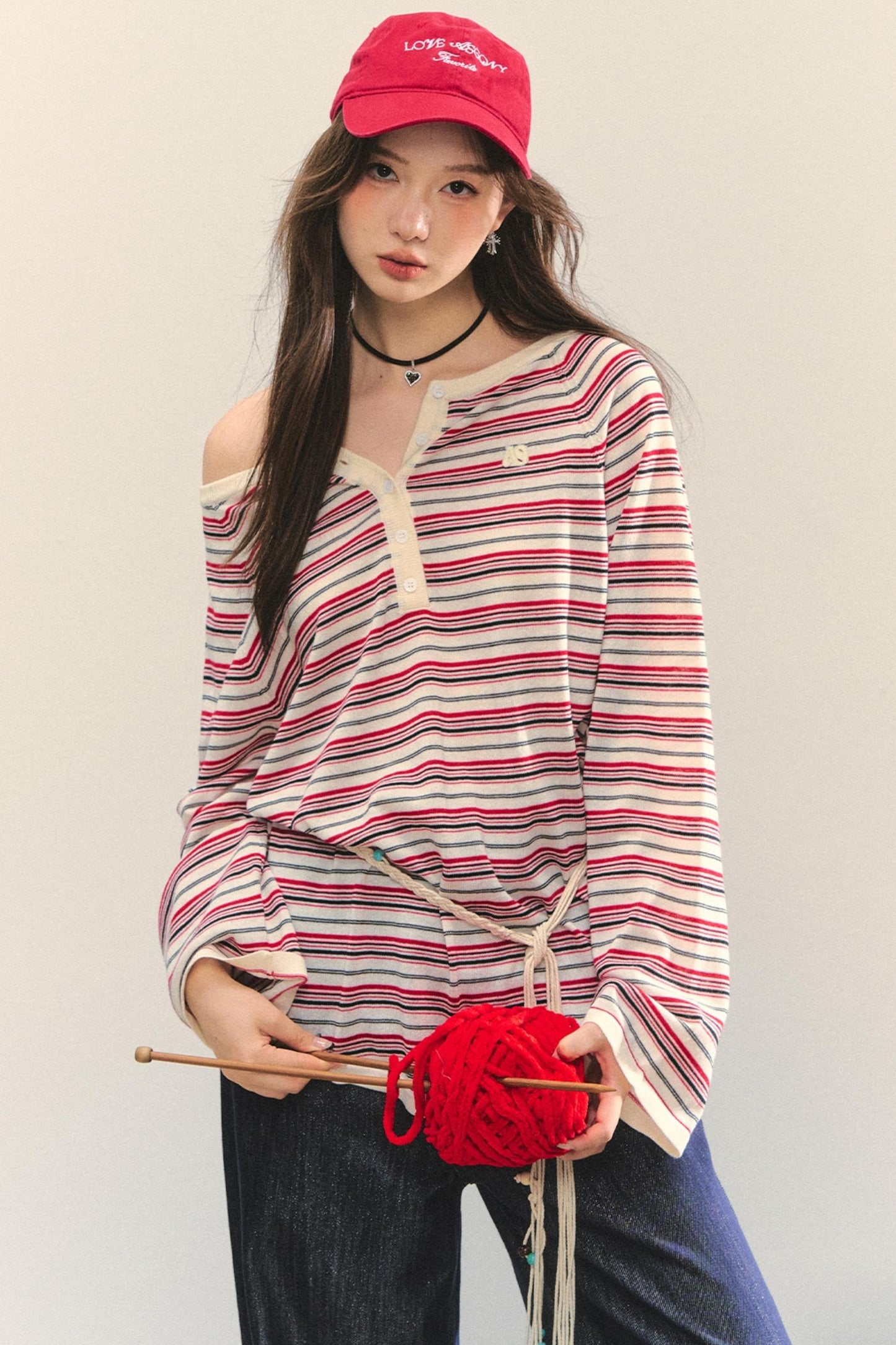 Pink Striped Knit Top