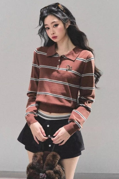 Polo Collar Knit Top