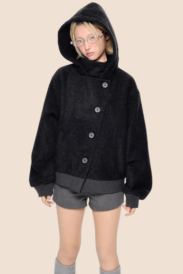 Retro Hooded Sweatshirt Jacket