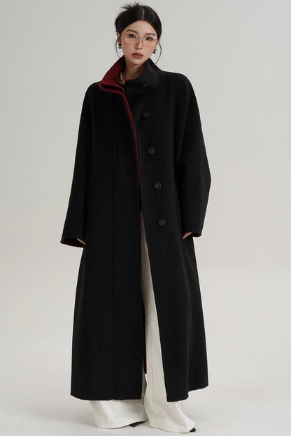 Casual Double-Sided High Neck Wool Coat