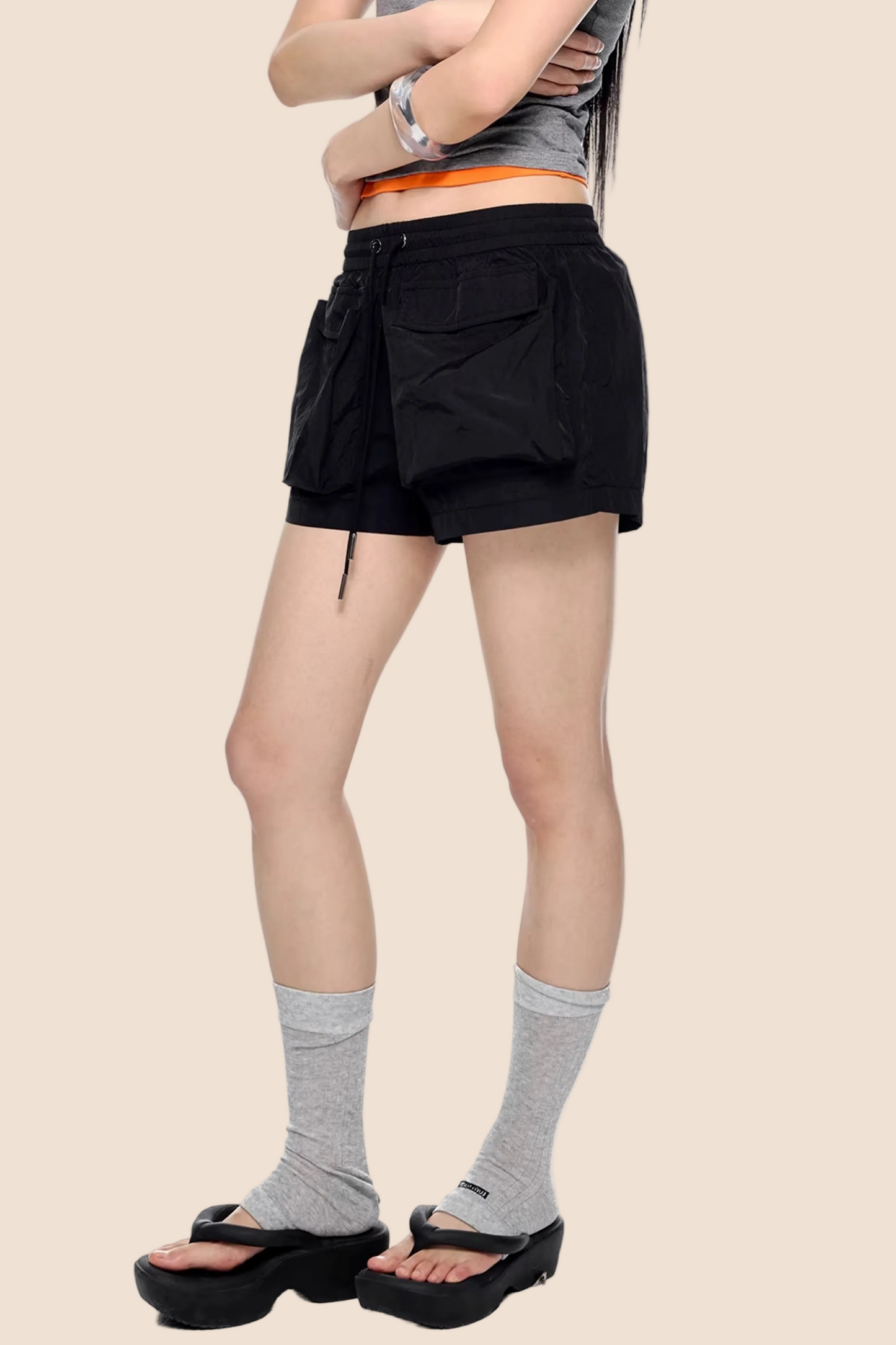 Pleated Quick-Dry Sports Shorts
