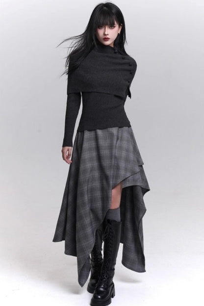 Stunning Gray Plaid Skirt