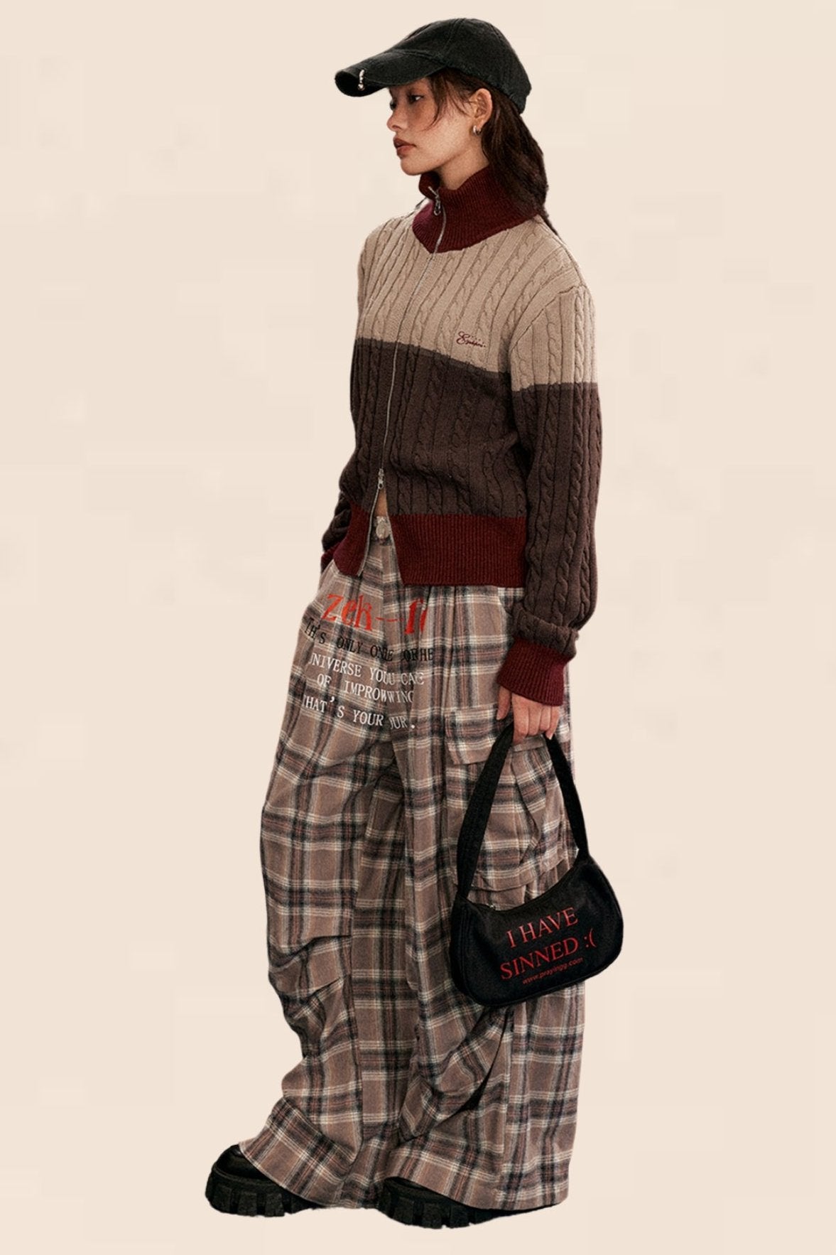 Retro Twist Turtleneck Knitted Cardigan