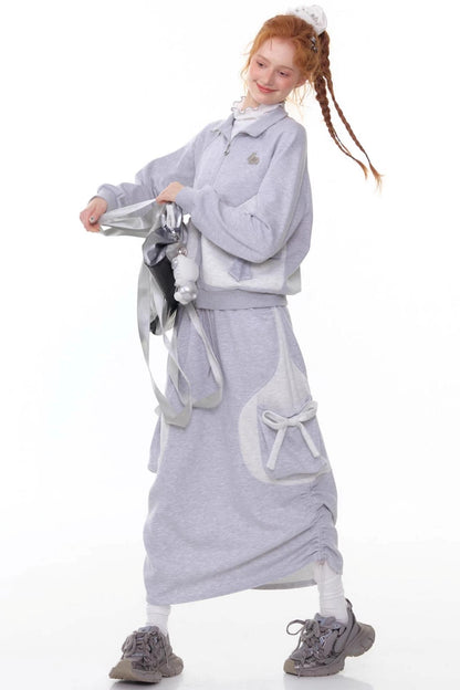 American Retro Bow Gray Sports Jacket