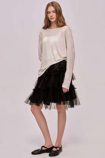 Pull romantique en lyocell et laine