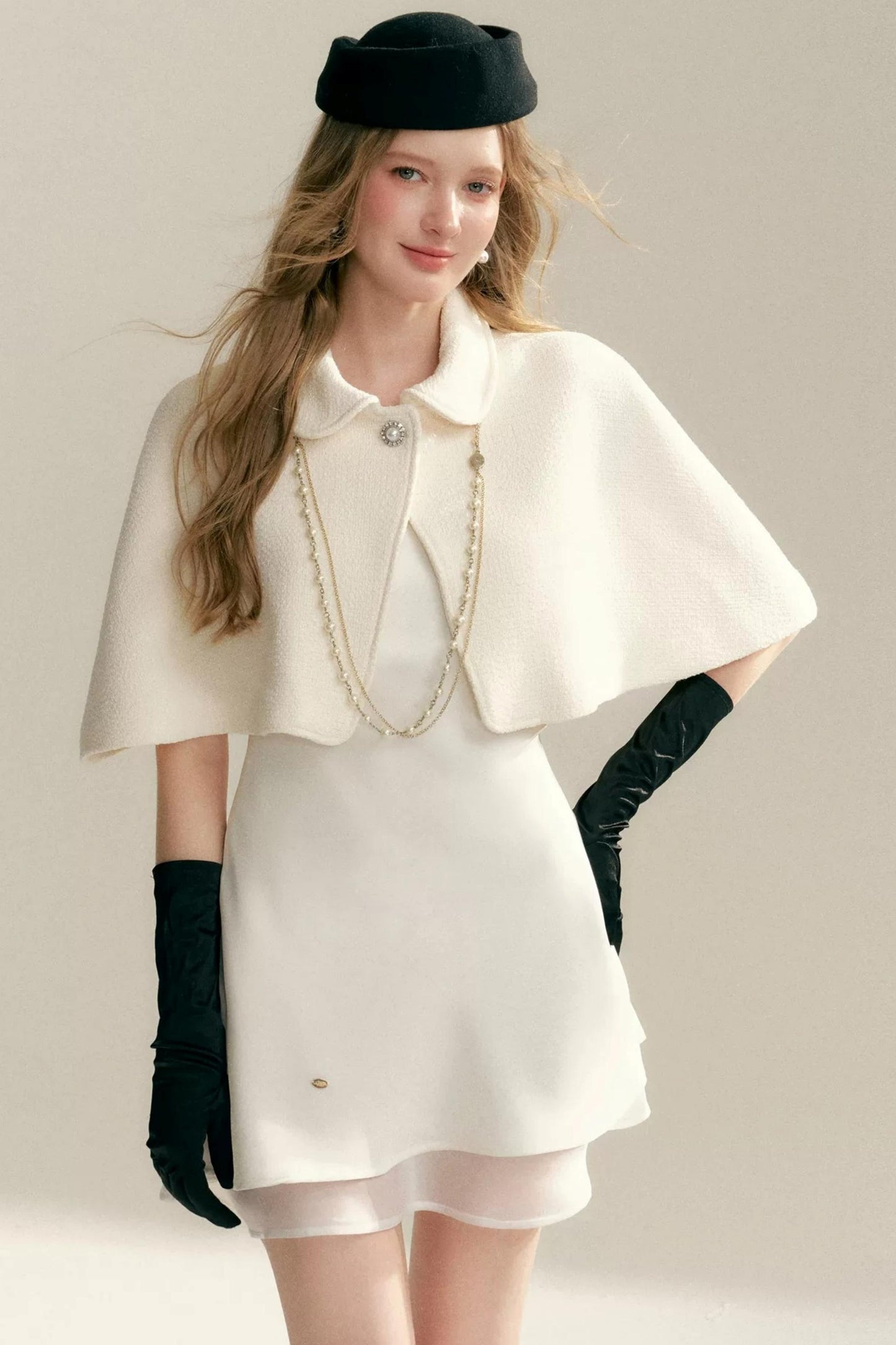 Acetate Halter Cape Dress Set-Up