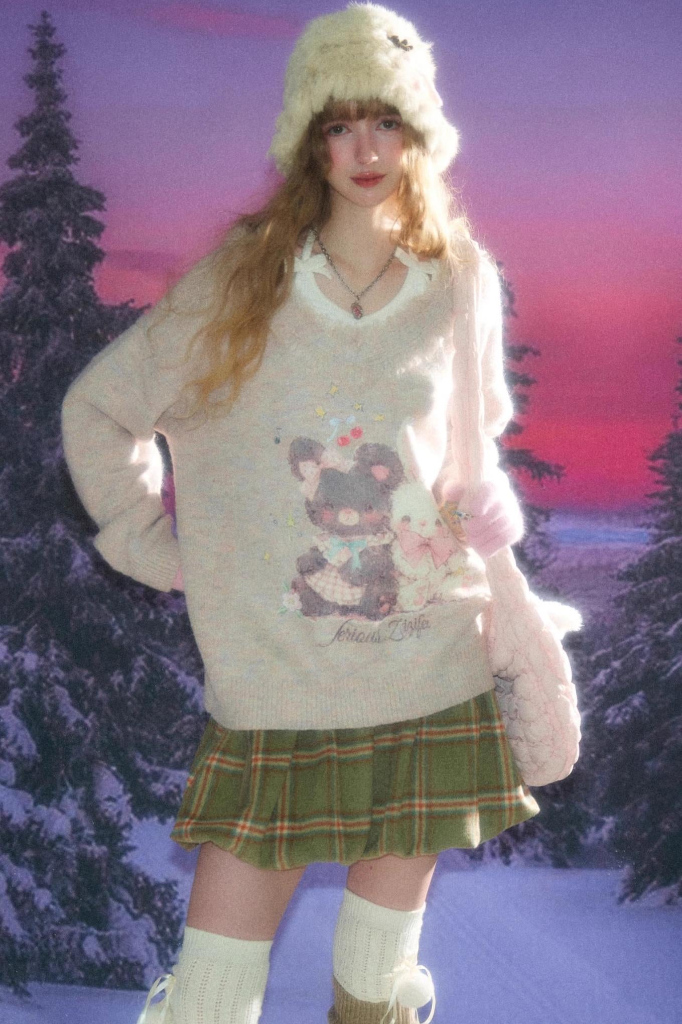 Autumn Apricot V-Neck Sweater