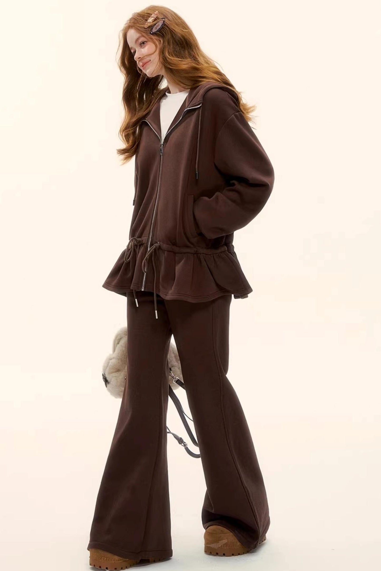 Fleece-Lined Flared Casual Pants