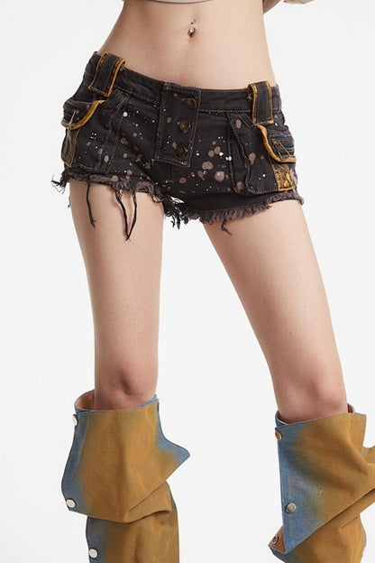 Patchwork Denim Shorts