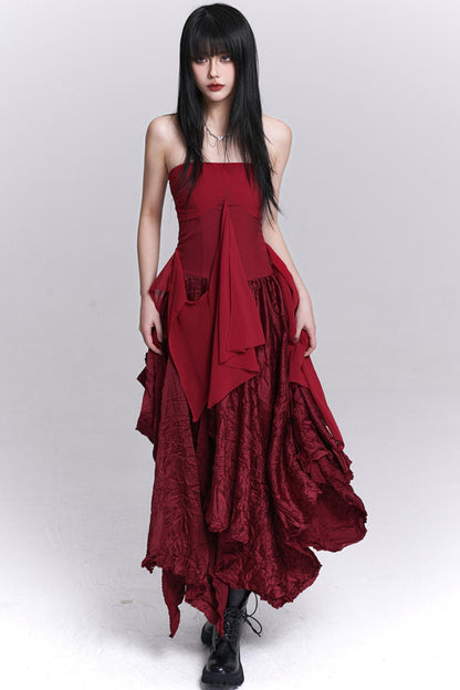 Irregular Red Tube Dress